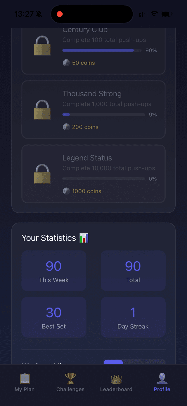 Push Arena App Screenshot 8 - Workout Tracking